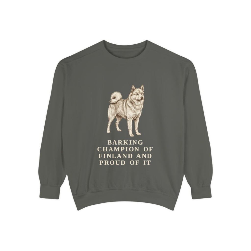 Finnish Spitz Humor Sweatshirt, Pepper, front view