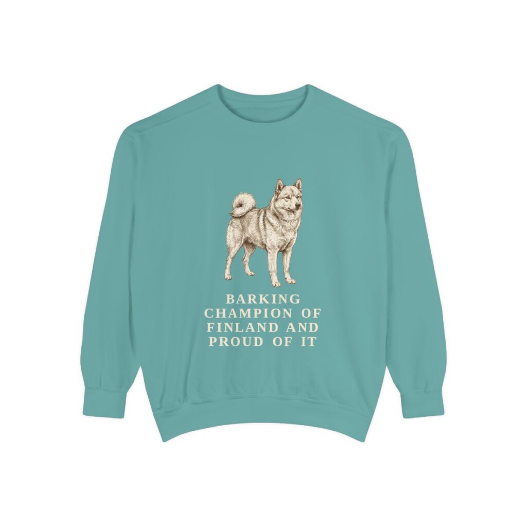 Finnish Spitz Humor Sweatshirt, Seafoam, front view