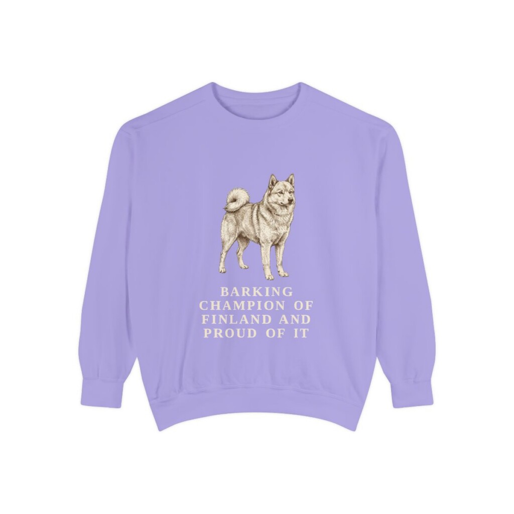 Finnish Spitz Humor Sweatshirt, Violet, front view