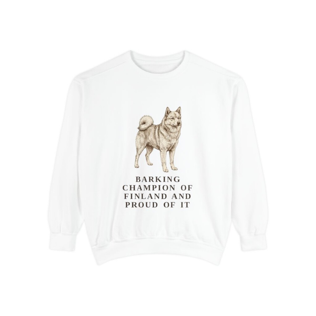 Finnish Spitz Humor Sweatshirt, White, front view