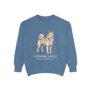 Finnish Spitz Latin Sweatshirt, Blue Jean, front view