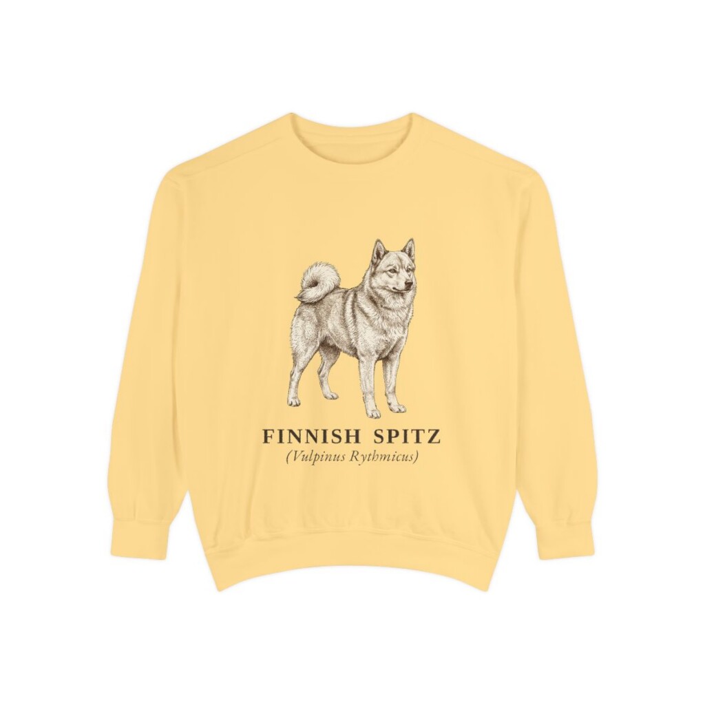 Finnish Spitz Latin Sweatshirt, Butter, front view