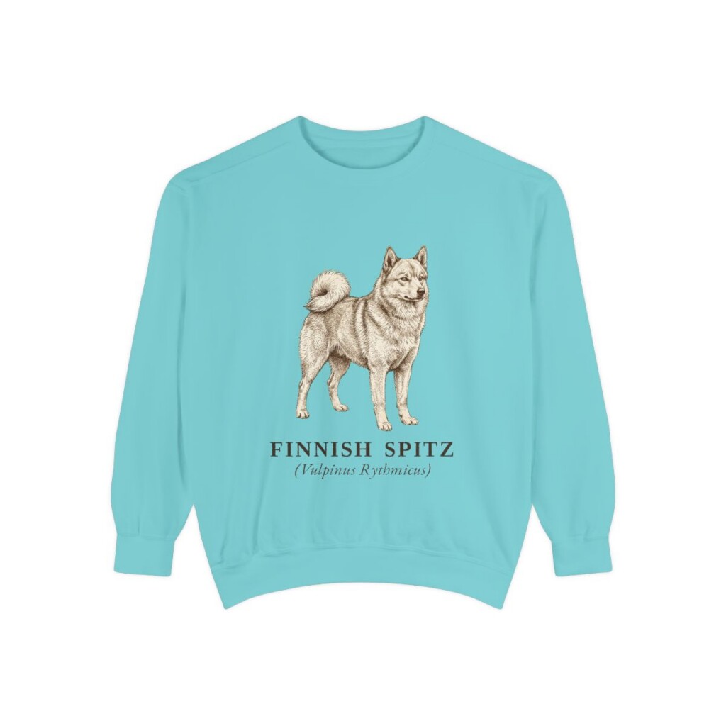 Finnish Spitz Latin Sweatshirt, Chalky Mint, front view