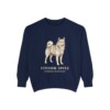 Finnish Spitz Latin Sweatshirt, True Navy, front view