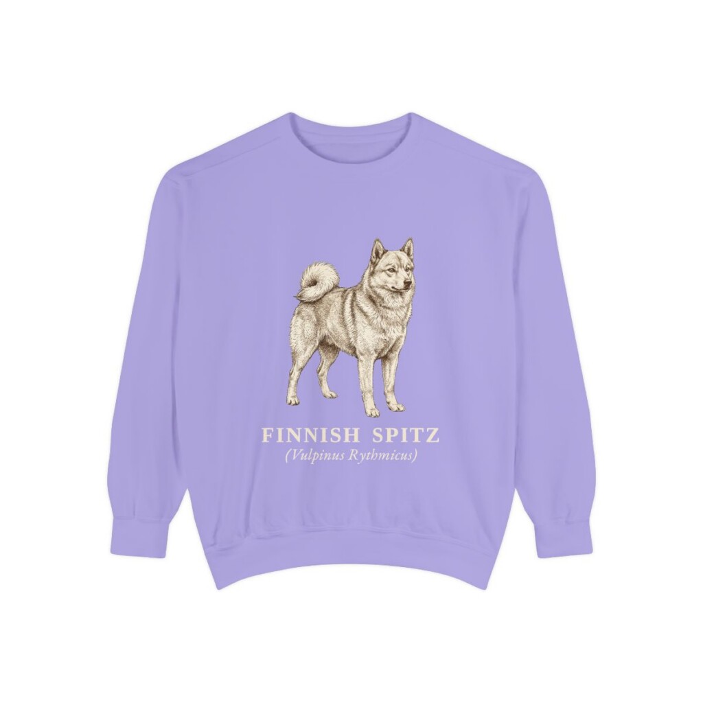 Finnish Spitz Latin Sweatshirt, Violet, front view