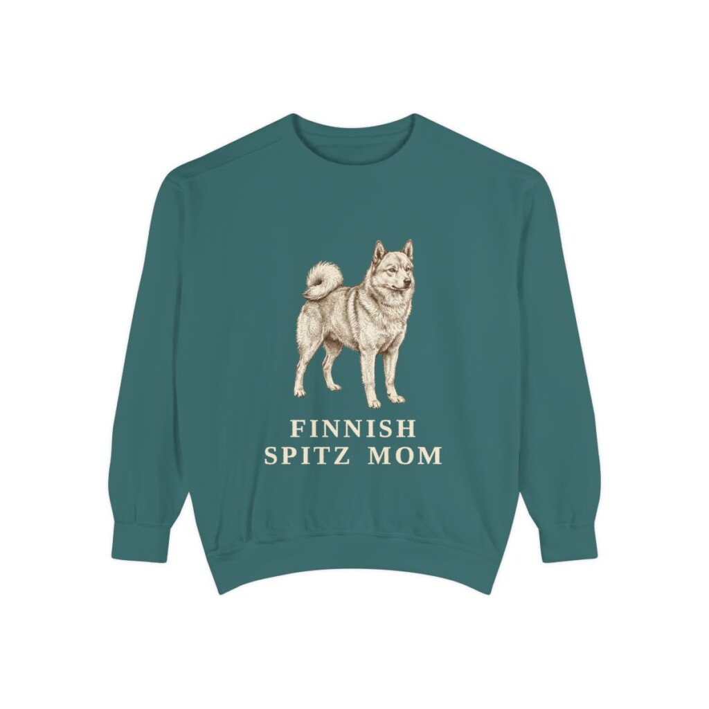 Finnish Spitz Mom Sweatshirt, Blue Spruce, front view