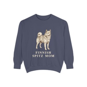 Finnish Spitz Mom Sweatshirt, Denim, front view