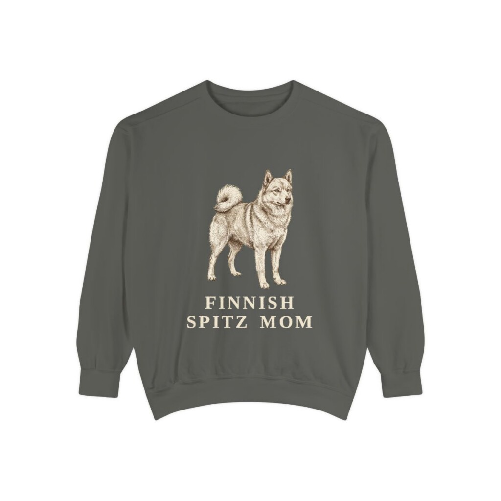 Finnish Spitz Mom Sweatshirt, Pepper, front view