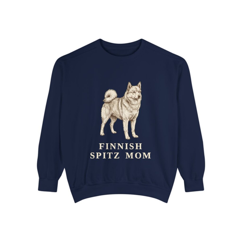 Finnish Spitz Mom Sweatshirt, True Navy, front view