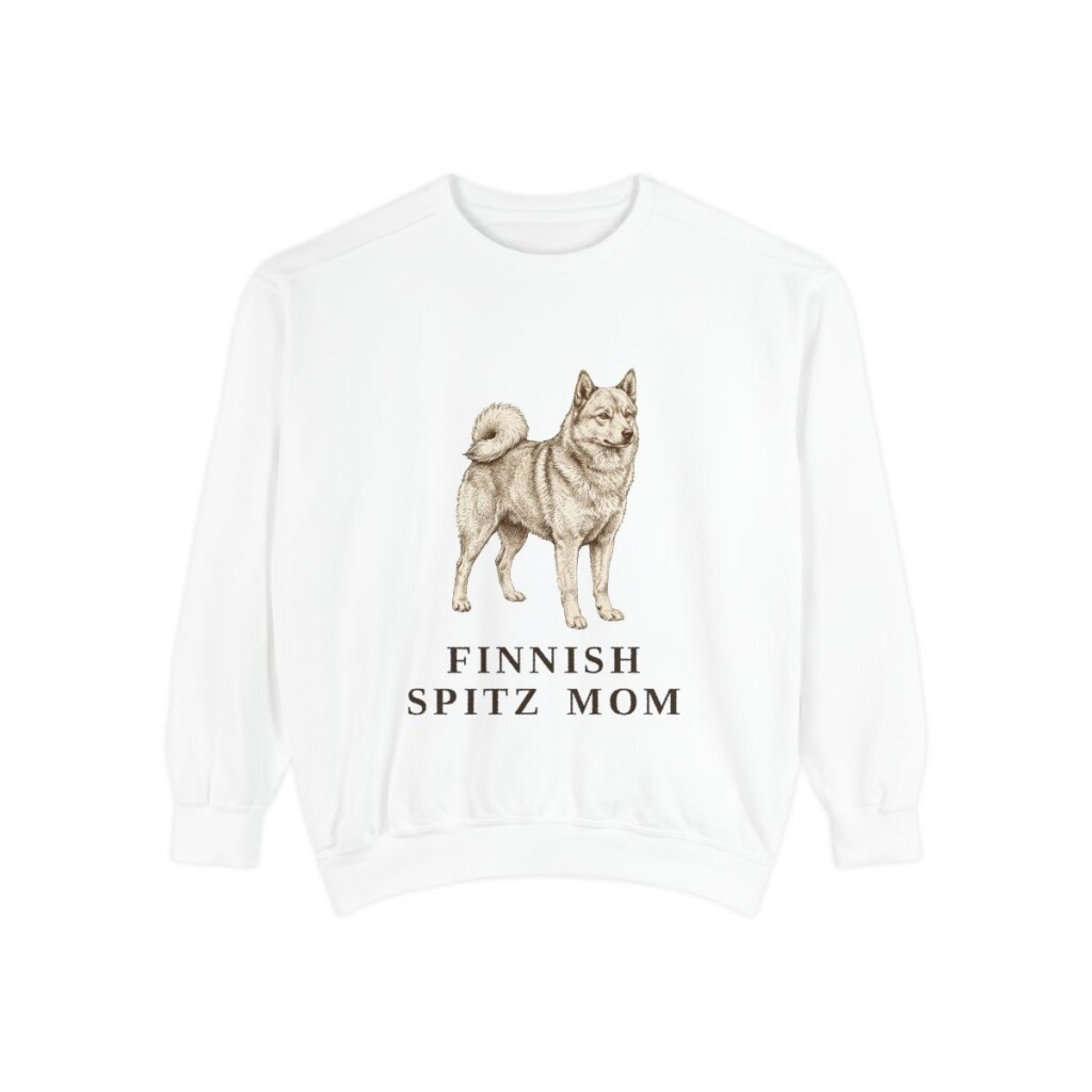 Finnish Spitz Mom Sweatshirt, White, front view