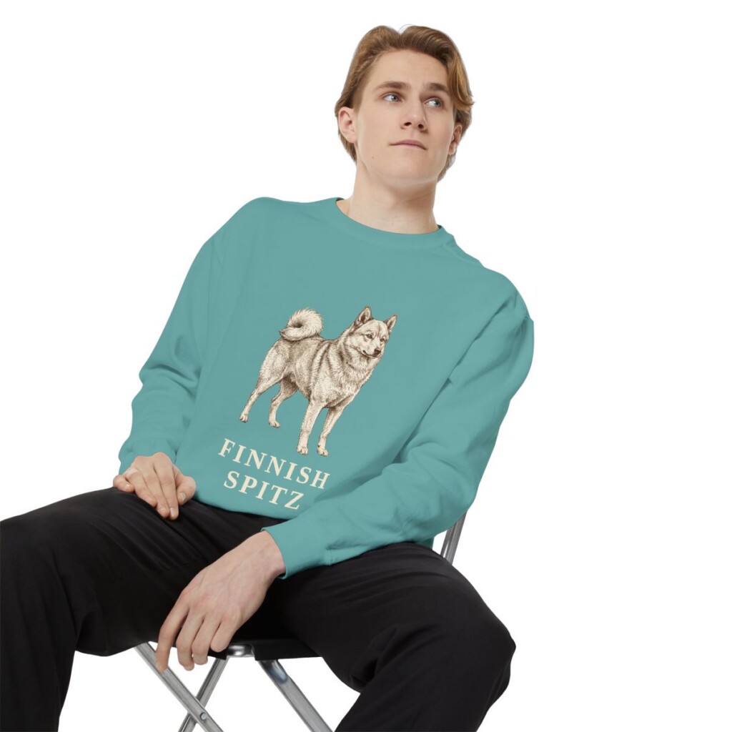 Finnish Spitz Sweatshirt, Seafoam, person 1 context