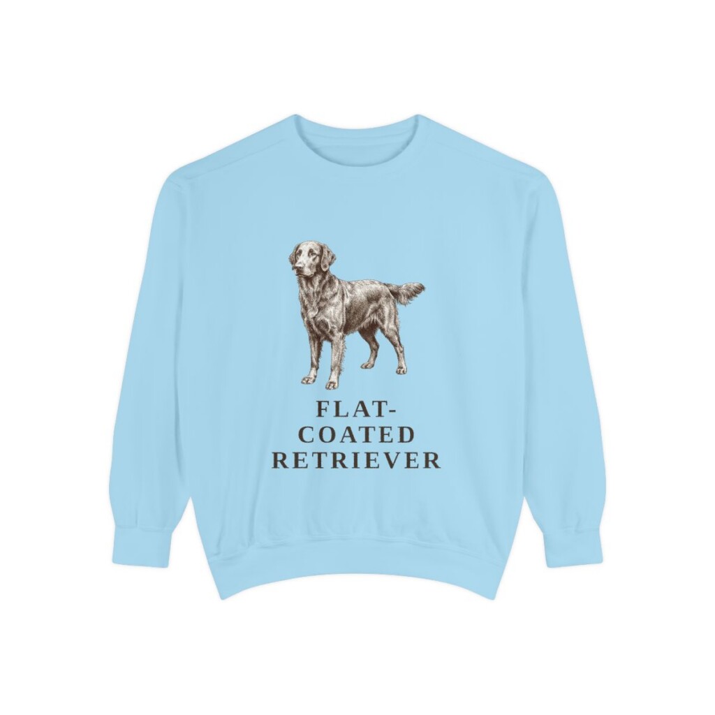 flat-coated-retriever-sweatshirt-chambray Flat-Coated Retriever Sweatshirt, Chambray, front view