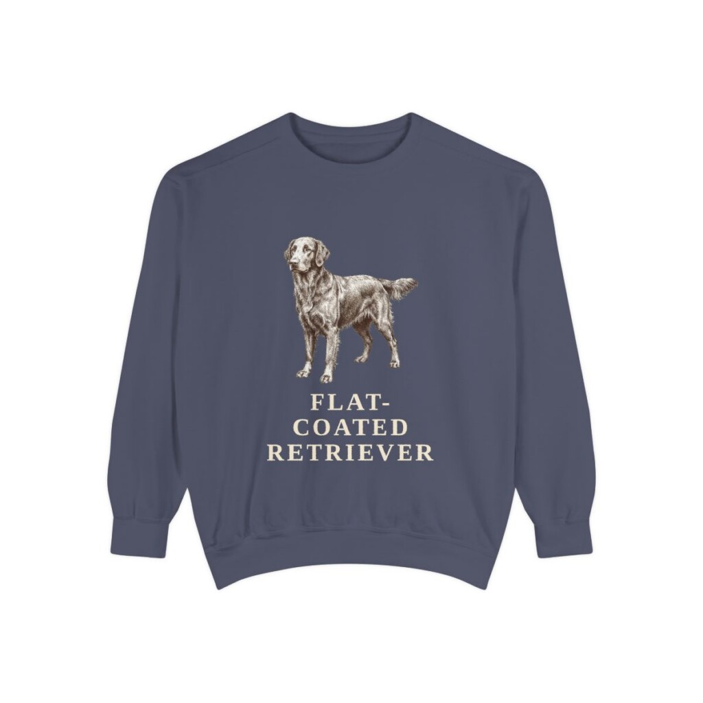 flat-coated-retriever-sweatshirt-denim Flat-Coated Retriever Sweatshirt, Denim, front view