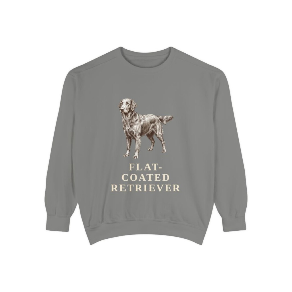 flat-coated-retriever-sweatshirt-grey Flat-Coated Retriever Sweatshirt, Grey, front view