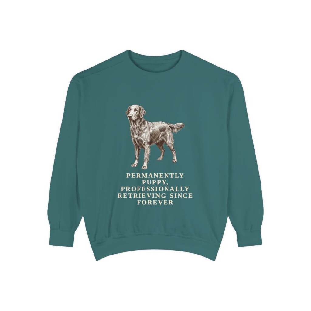 Flat-Coated Retriever Humor Sweatshirt, Blue Spruce, front view