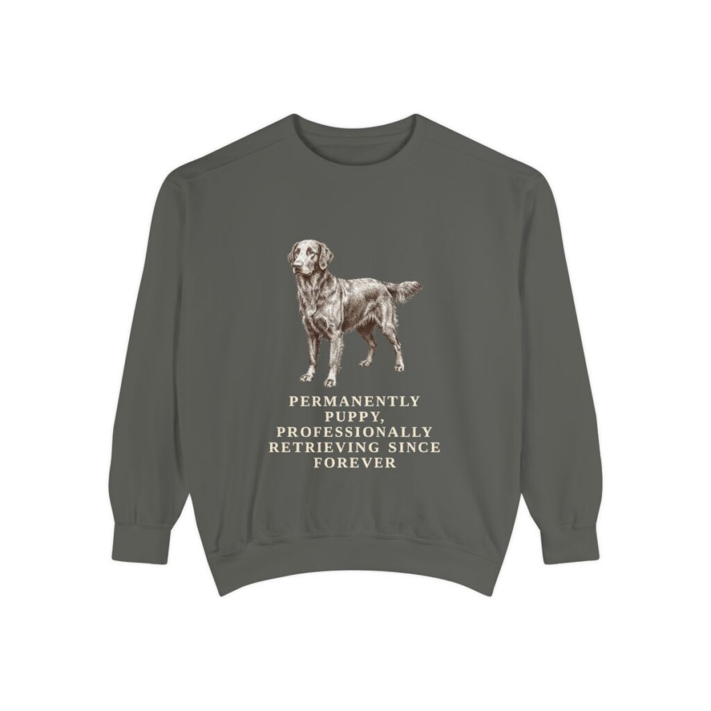 Flat-Coated Retriever Humor Sweatshirt, Pepper, front view
