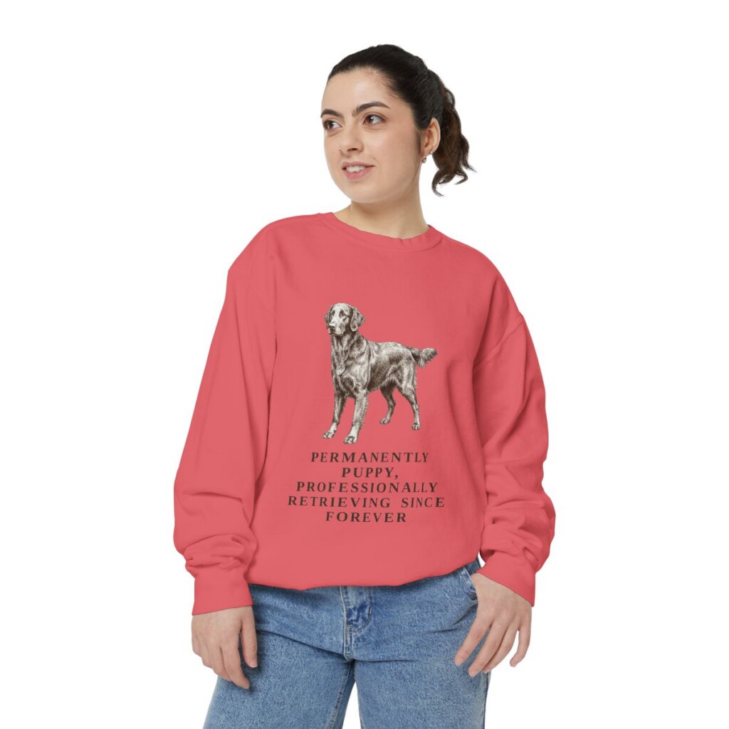 Flat-Coated Retriever Humor Sweatshirt, Watermelon, person 2 front