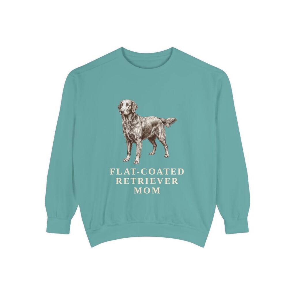 Flat-Coated Retriever Mom Sweatshirt, Seafoam, front view