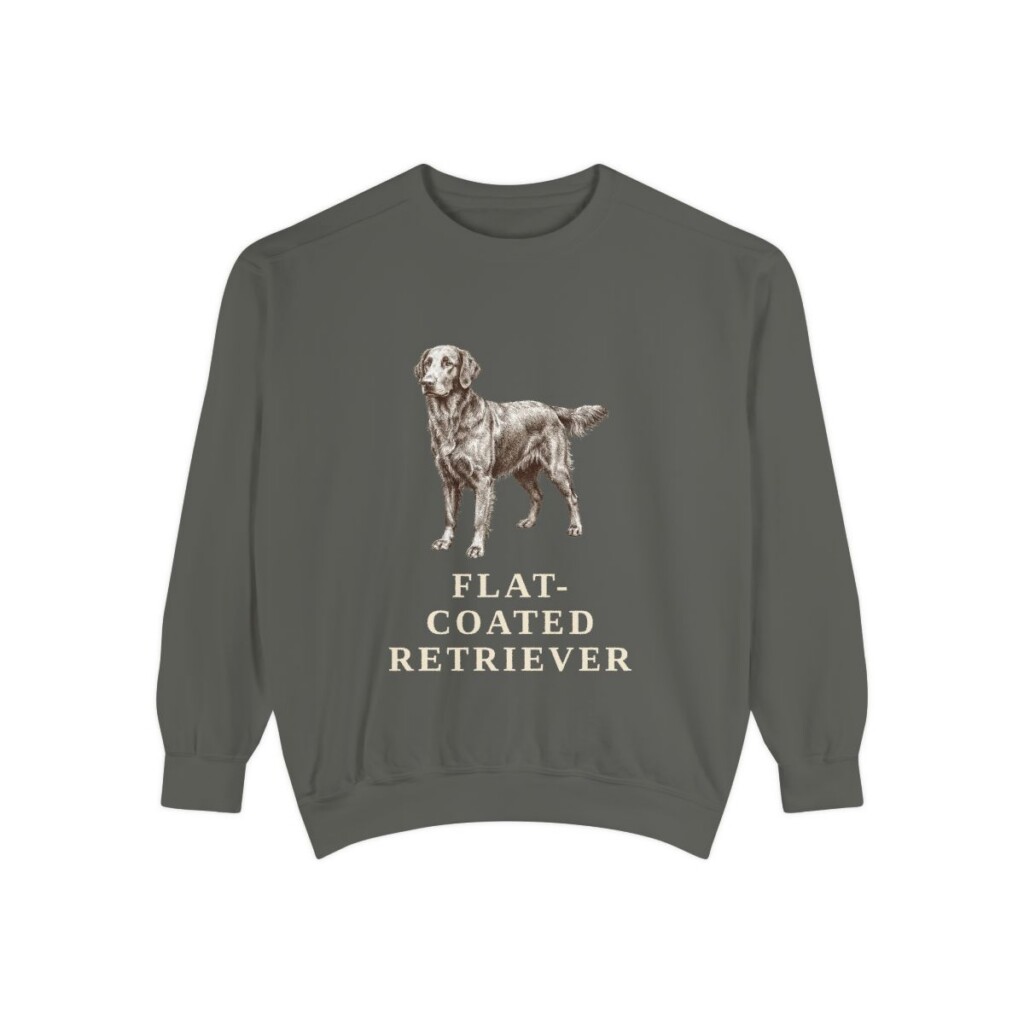 flat-coated-retriever-sweatshirt-pepper Flat-Coated Retriever Sweatshirt, Pepper, front view