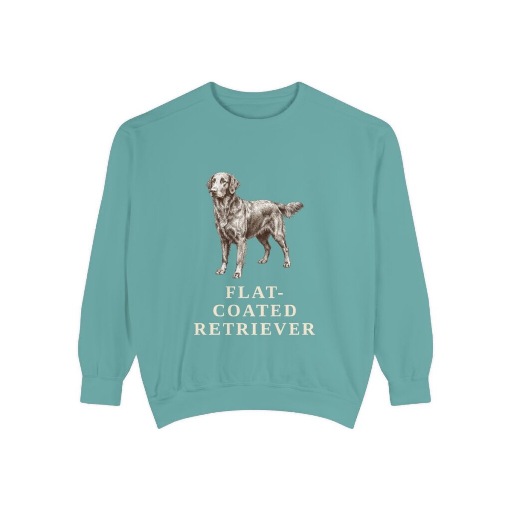 flat-coated-retriever-sweatshirt-seafoam Flat-Coated Retriever Sweatshirt, Seafoam, front view