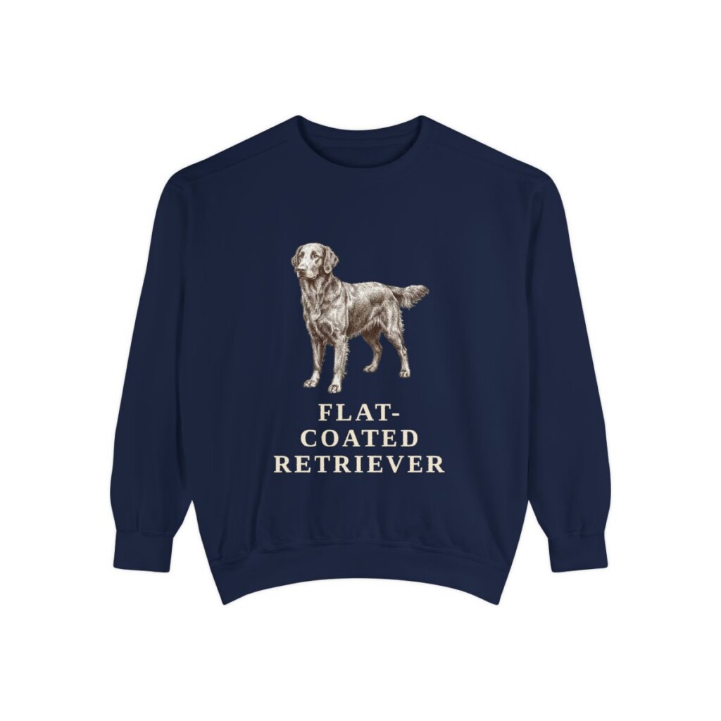 flat-coated-retriever-sweatshirt-true-navy Flat-Coated Retriever Sweatshirt, True Navy, front view