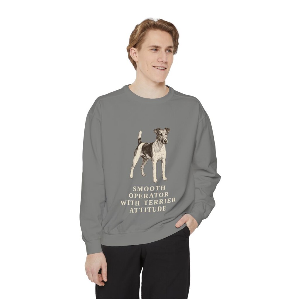 Fox Terrier (Smooth) Humor Sweatshirt, Grey, person 1 front