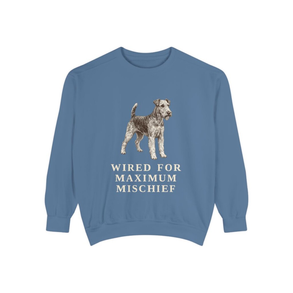 fox-terrier-wire-sweatshirt-humor-blue-jean Fox Terrier (Wire) Humor Sweatshirt, Blue Jean, front view