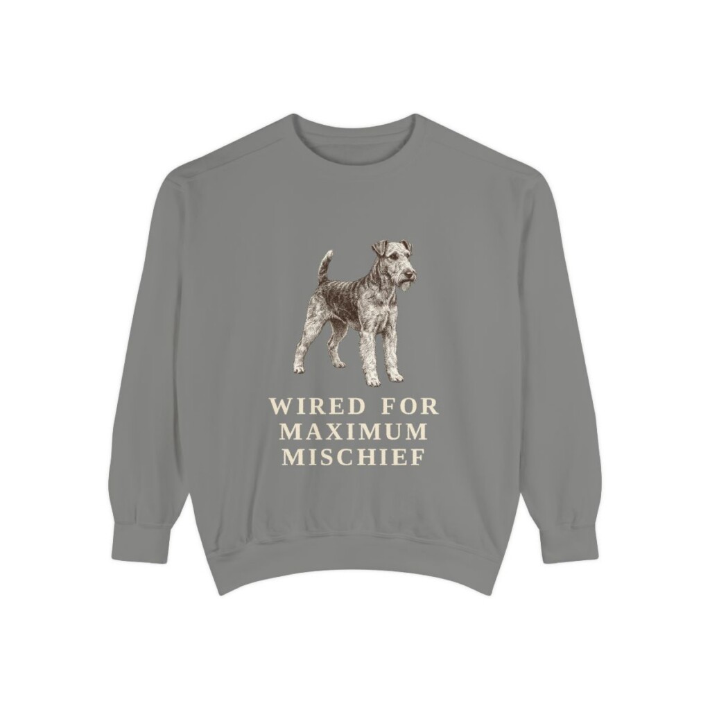 fox-terrier-wire-sweatshirt-humor-grey Fox Terrier (Wire) Humor Sweatshirt, Grey, front view