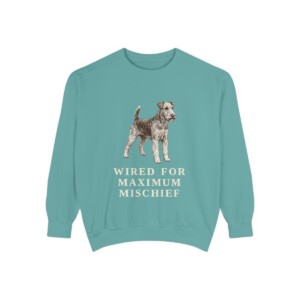 fox-terrier-wire-sweatshirt-humor-seafoam Fox Terrier (Wire) Humor Sweatshirt, Seafoam, front view