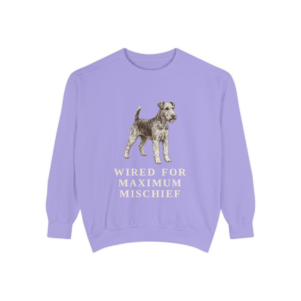 fox-terrier-wire-sweatshirt-humor-violet Fox Terrier (Wire) Humor Sweatshirt, Violet, front view