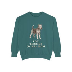 fox-terrier-wire-sweatshirt-mom-blue-spruce Fox Terrier (Wire) Mom Sweatshirt, Blue Spruce, front view