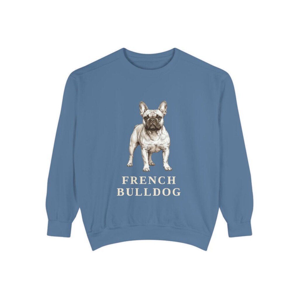 french-bulldog-sweatshirt-blue-jean French Bulldog Sweatshirt, Blue Jean, front view