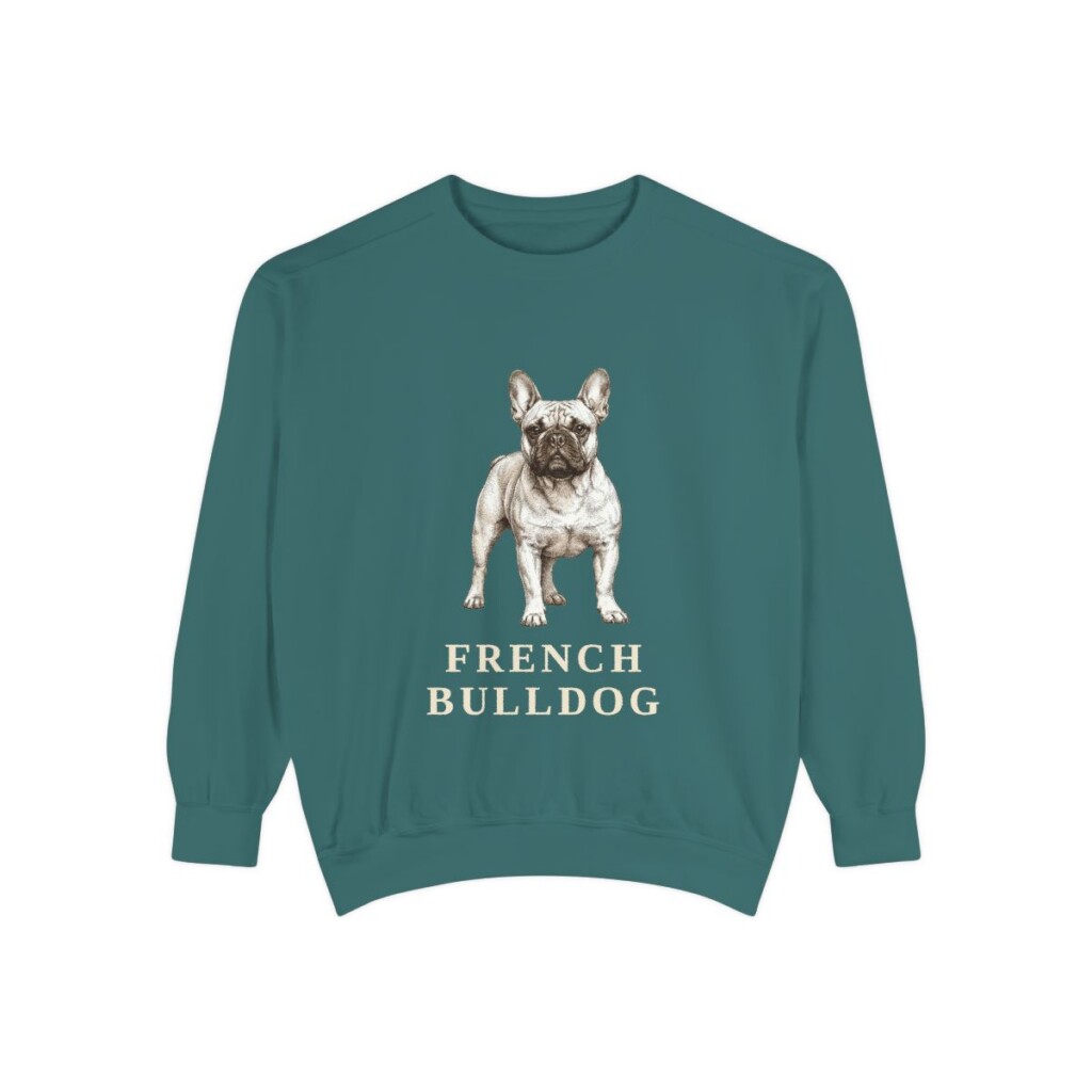 french-bulldog-sweatshirt-blue-spruce French Bulldog Sweatshirt, Blue Spruce, front view