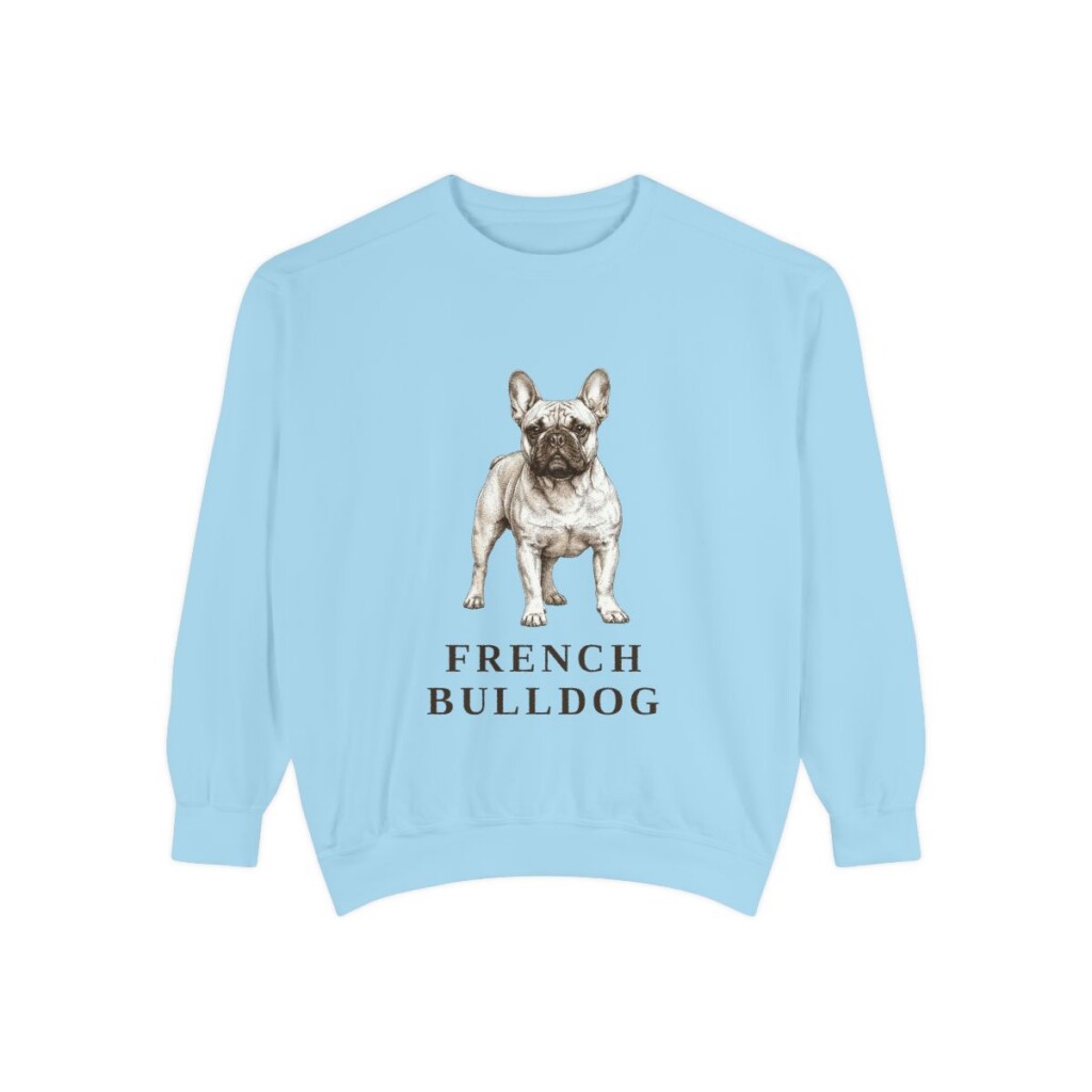 french-bulldog-sweatshirt-chambray French Bulldog Sweatshirt, Chambray, front view
