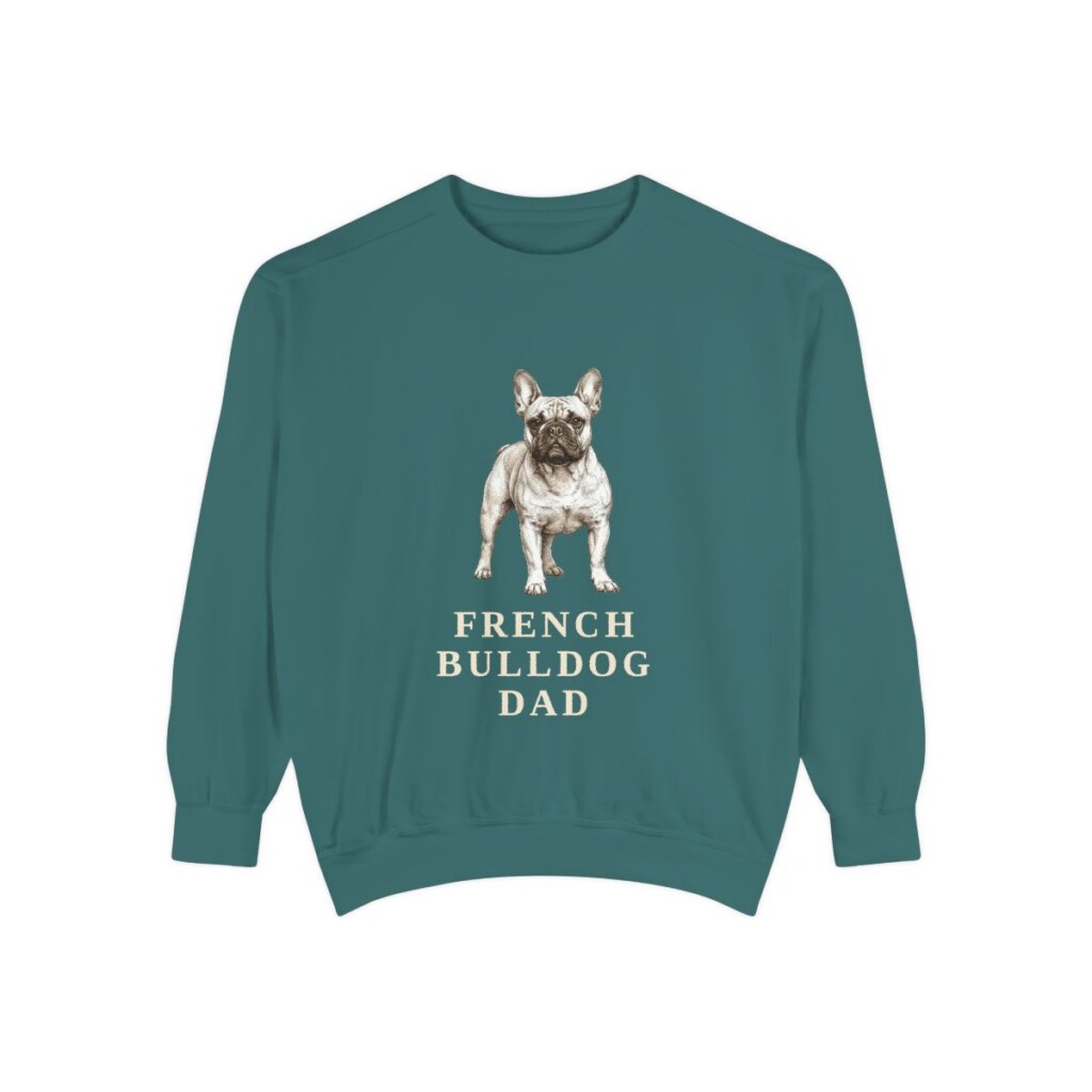 French Bulldog Dad Sweatshirt, Blue Spruce, front view