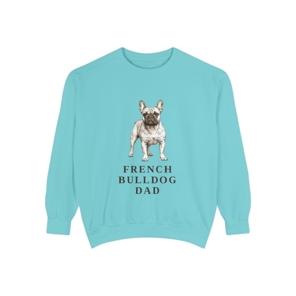 French Bulldog Dad Sweatshirt, Chalky Mint, front view