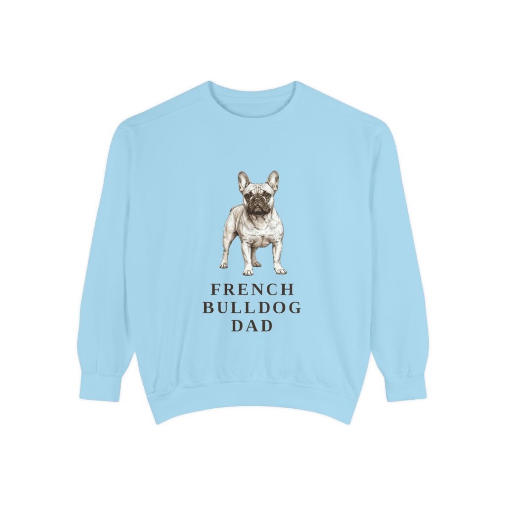 French Bulldog Dad Sweatshirt, Chambray, front view