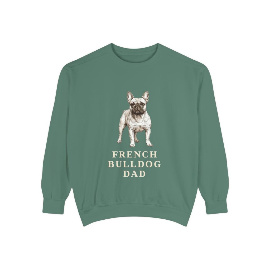 French Bulldog Dad Sweatshirt, Light Green, front view