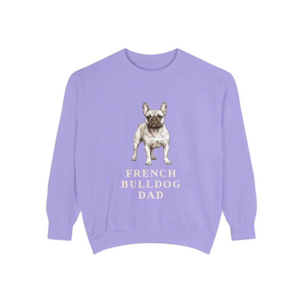 French Bulldog Dad Sweatshirt, Violet, front view