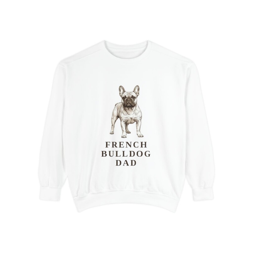 French Bulldog Dad Sweatshirt, White, front view