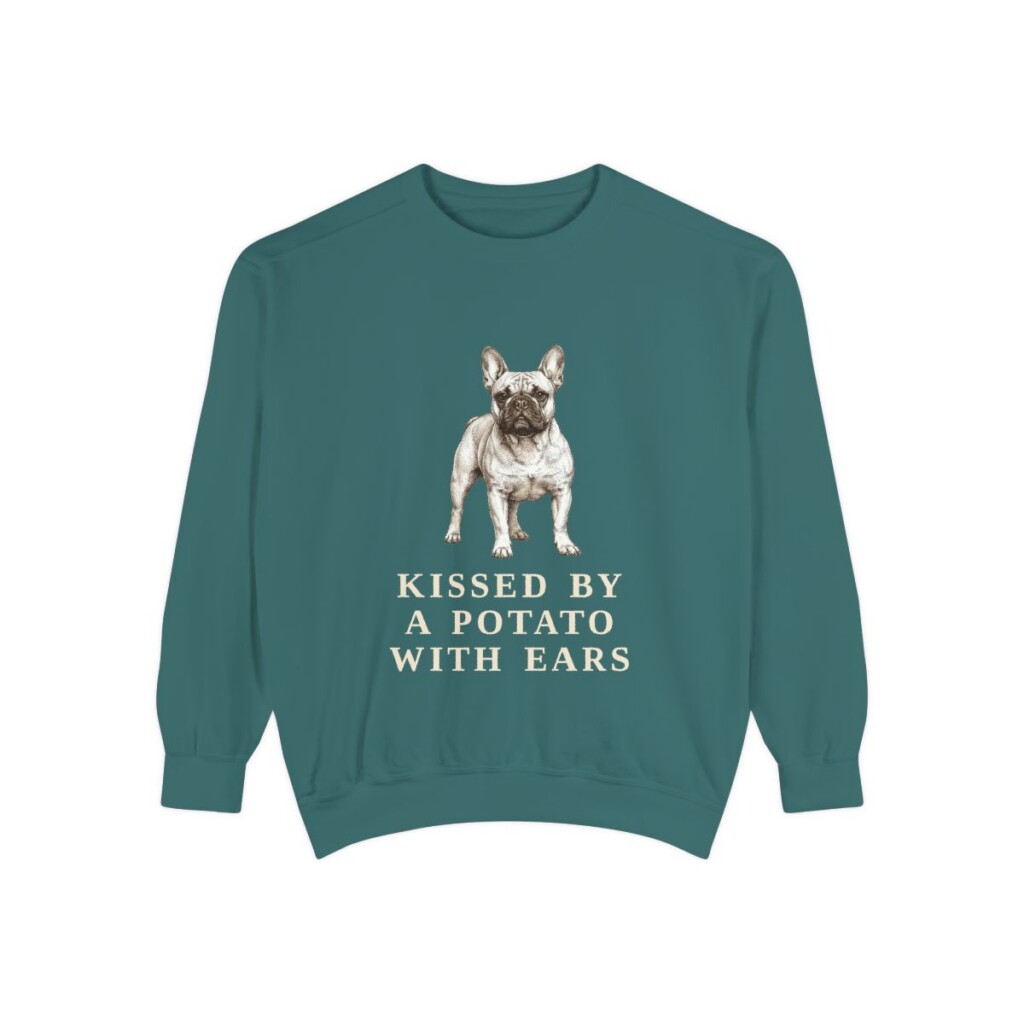 french-bulldog-sweatshirt-humor-blue-spruce French Bulldog Humor Sweatshirt, Blue Spruce, front view
