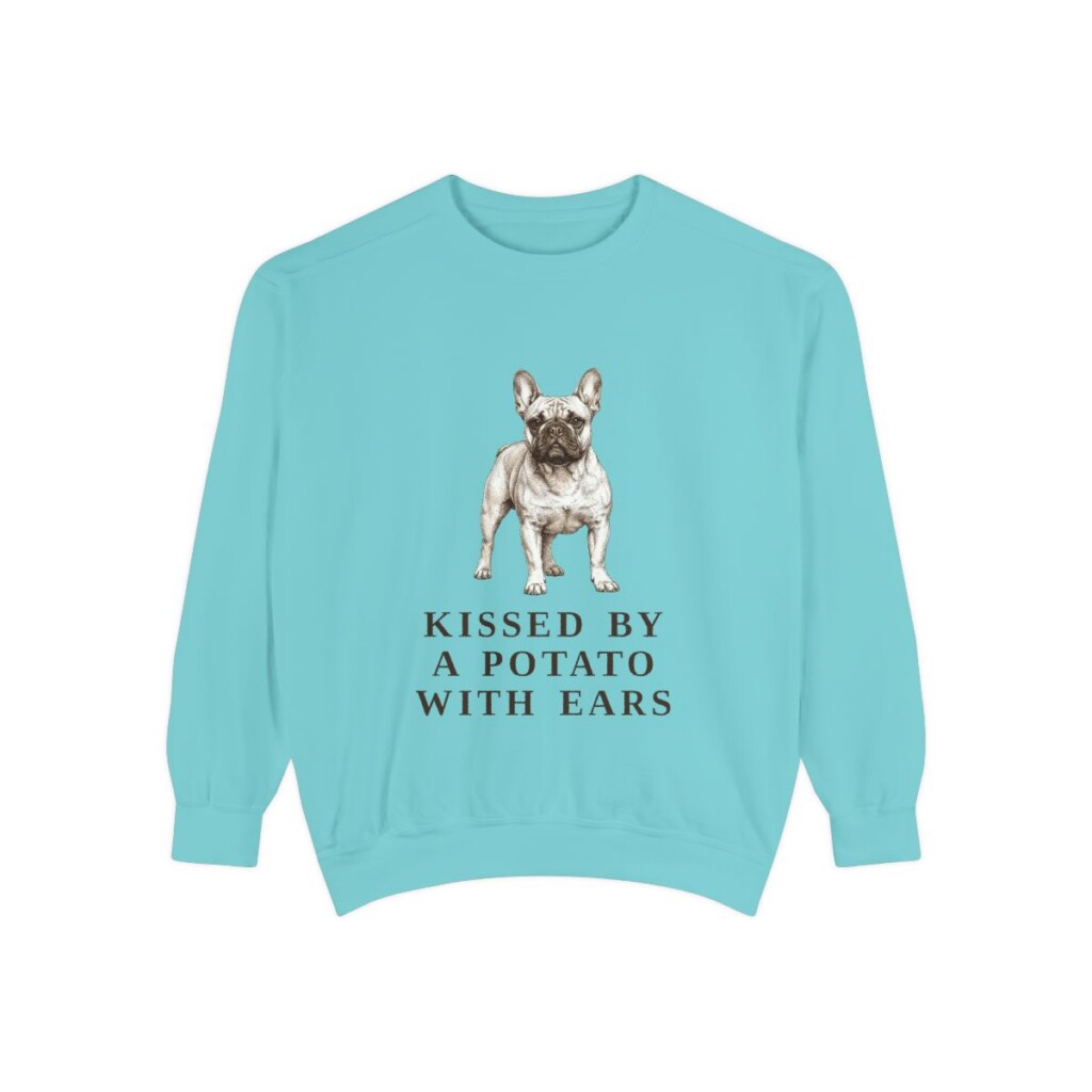 french-bulldog-sweatshirt-humor-chalky-mint French Bulldog Humor Sweatshirt, Chalky Mint, front view