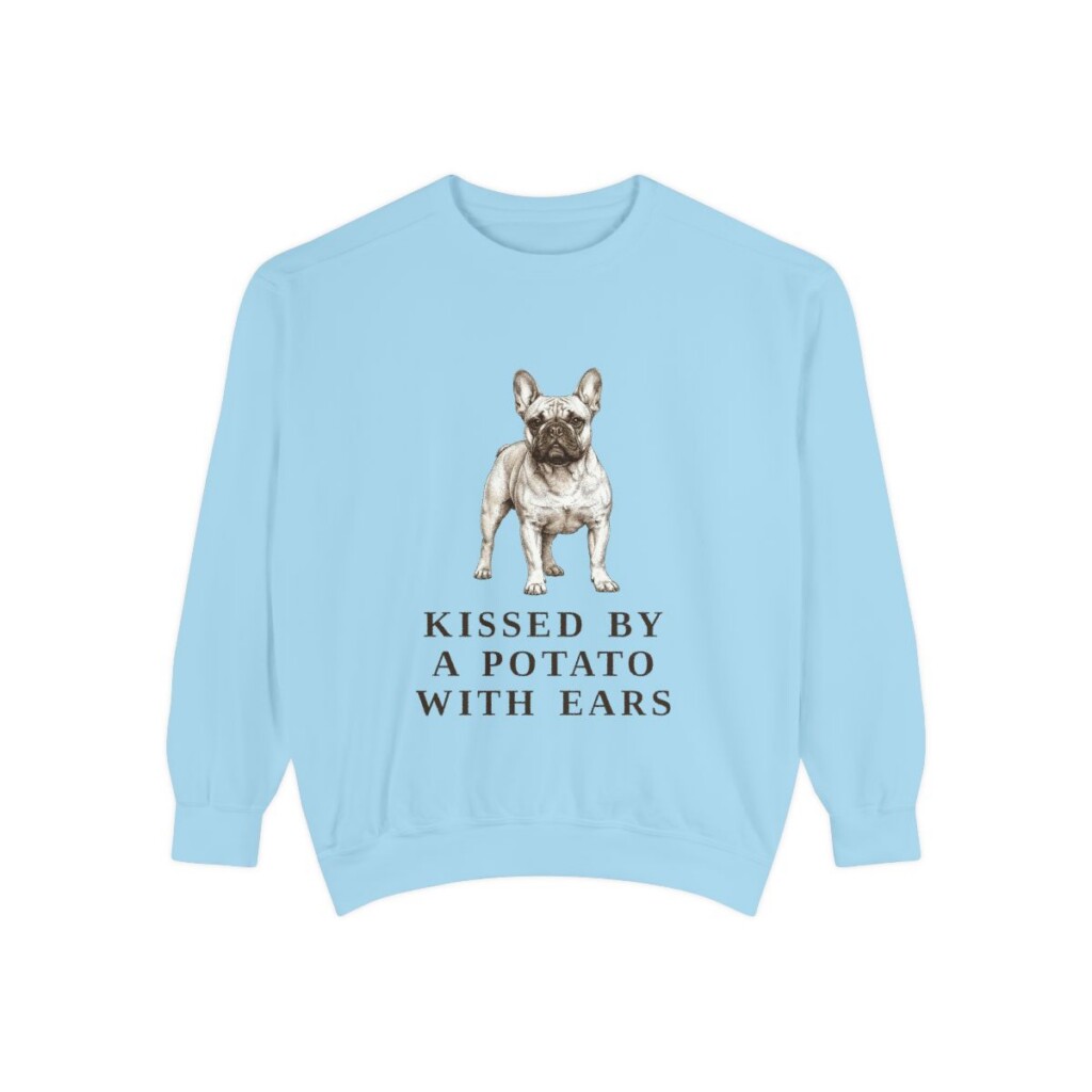 french-bulldog-sweatshirt-humor-chambray French Bulldog Humor Sweatshirt, Chambray, front view