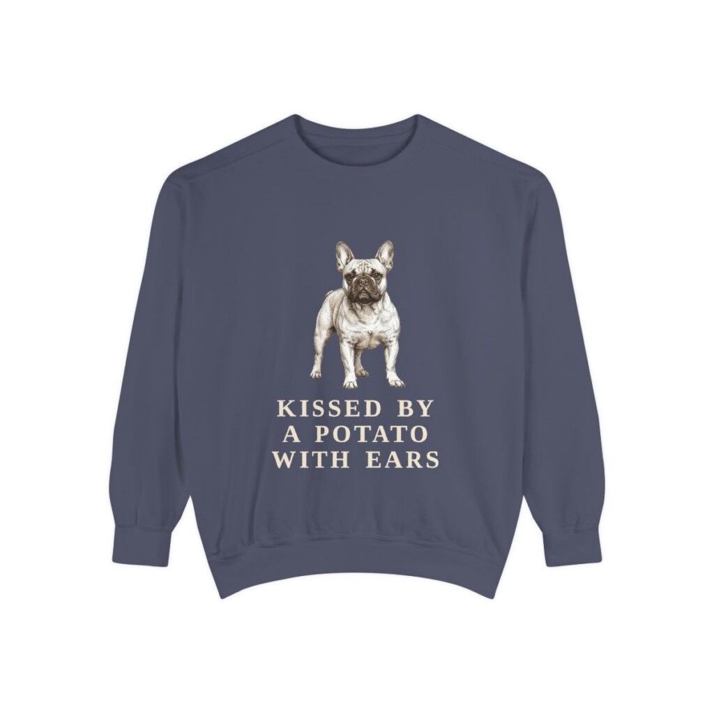 french-bulldog-sweatshirt-humor-denim French Bulldog Humor Sweatshirt, Denim, front view