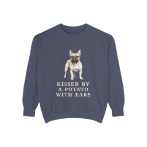 French Bulldog Humor Sweatshirt, Denim, front view