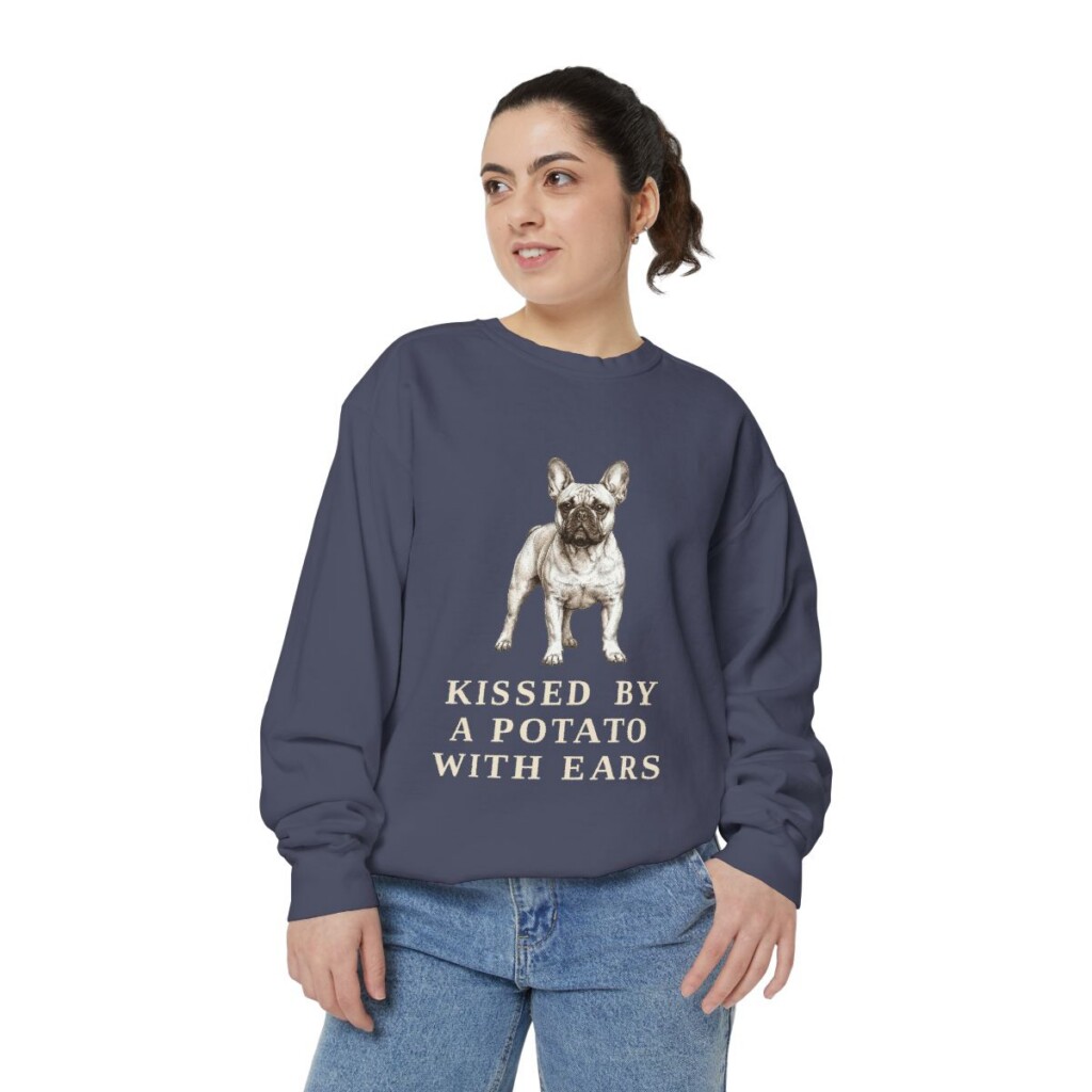 french-bulldog-sweatshirt-humor-denim-person-2-front French Bulldog Humor Sweatshirt, Denim, person 2 front