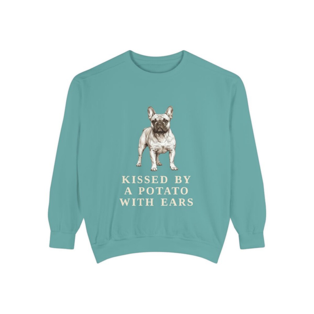 french-bulldog-sweatshirt-humor-seafoam French Bulldog Humor Sweatshirt, Seafoam, front view