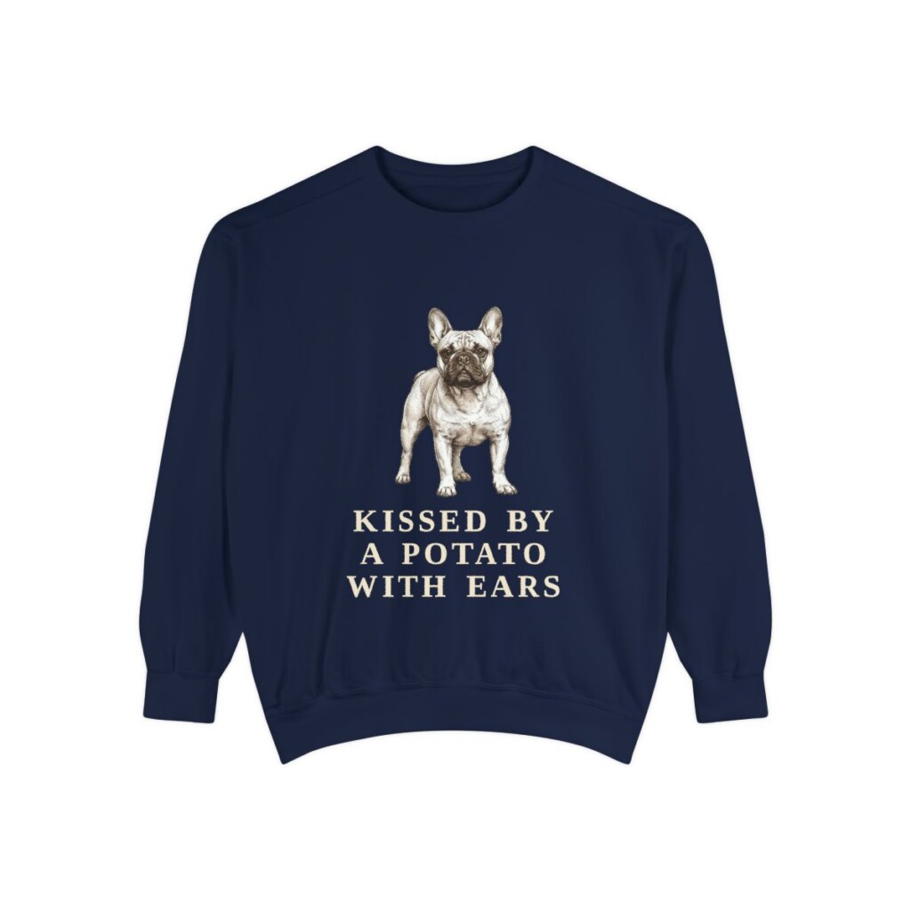 french-bulldog-sweatshirt-humor-true-navy French Bulldog Humor Sweatshirt, True Navy, front view