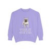 french-bulldog-sweatshirt-humor-violet French Bulldog Humor Sweatshirt, Violet, front view