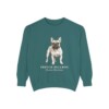 French Bulldog Latin Sweatshirt, Blue Spruce, front view